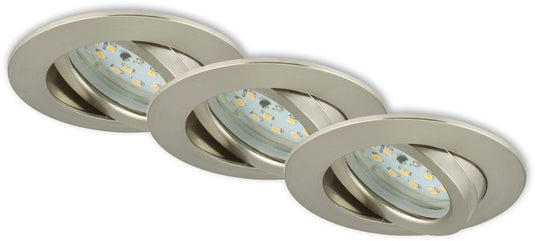 Briloner attach dim - inbouwspots - set van 3 - dimbaar - 5,5w - ø82mm - mat nikkel