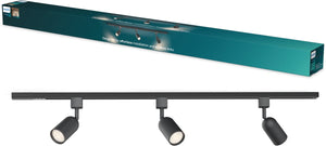 Philips led philips easylink shea starterkit - 3 spots op 1 meter rail - gu10 fitting - maximaal wattage: 7w - zwart - 3-pack - railverlichting