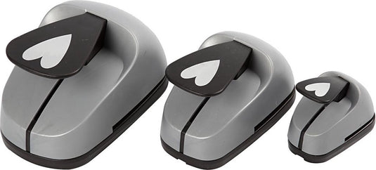 Creotime ponsen set - figuurponsen - hart - decoratie - kaarten maken - 25+49+75mm - 3 stuks