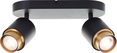 Brilliant covelo - plafondspot - gu10 2x5w - 3000k - zwart goud
