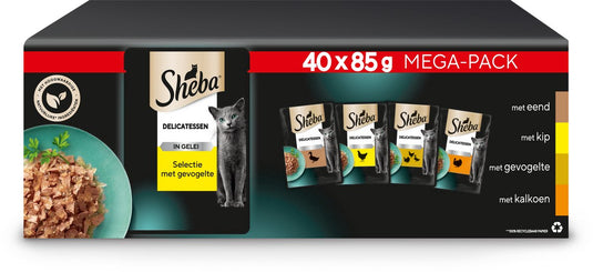 Sheba kattenvoer - délicatesses - gevogelte in gelei - 40x85g mega-pack