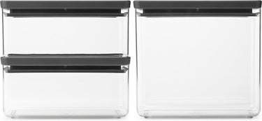 Brabantia tasty+ voorraadbussen - stapelbaar - 1,5 + 1,5 + 3,5 l - dark grey
