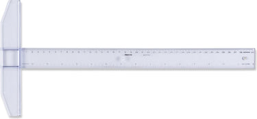 Aristo tekenhaak - lengte 40cm - mm cm inch schaalverdeling - glashelder plexiglas - met anti-slip noppen - ar-23174