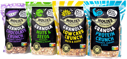Holie's granola mixdoos 4x 350gr - ontbijtgranen - suikervrij - gezond - vegan