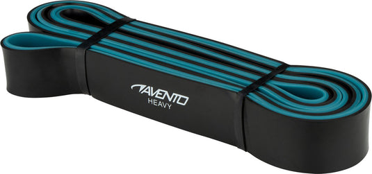 Avento fitness powerband latex - heavy - zwart blauw