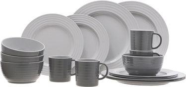 Travellife rota camping serviesset grey 16-delig - stevig en krasbestendig melamine - vaatwasmachinebestendig
