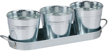 Arti casa kinzo bloempot set met 3 metalen bloempotten - zinken bloempot met plantenpot met tray - kruidenpotjes voor bloempot binnen - ca. 34 x 10,5 cm