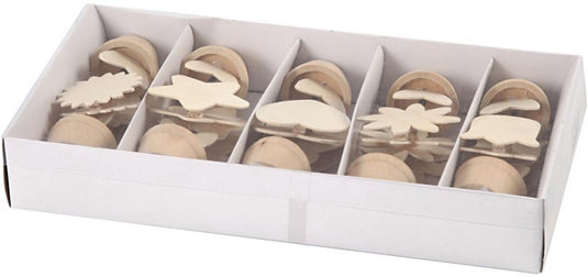 Creativ company versier je houten memoclip bloem, 10st.