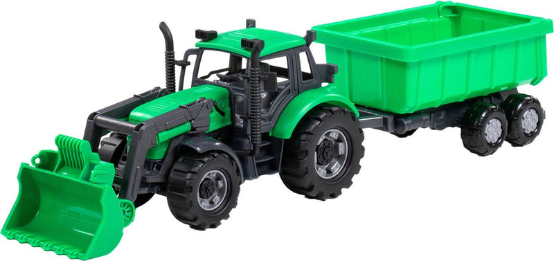 Afbeelding laden in galerijviewer, Cavallino tractor met lader en aanhang kiepwagen groen, schaal 1:32
