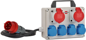 Brennenstuhl compacte stroomverdeler bkv 2 4 t ip44 bouwstroomverdeler met draaggreep, ca. 2 m kabel, voor continu gebruik buitenshuis ip44