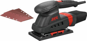 Skil vlakschuurmachine 160w - schuurmachine - schuuroppervlak 92 x 185mm - stofafzuiging - met klemmen en klithechting - inclusief 3 vellen schuurpapier - 7347 aa