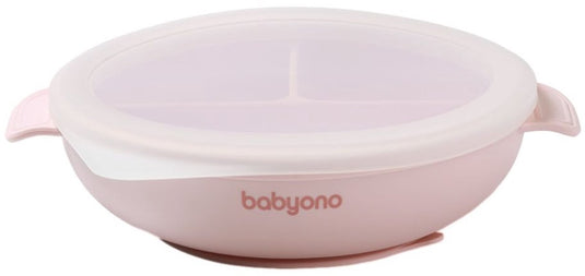 Babyono baby ono roze siliconen bord met zuignap deksel