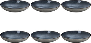 Medard de noblat - feeling indigo - diep bord 24.5 cm - 6 delig - stoneware