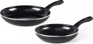 Greenchef diamond koekenpannenset 2-delig - 20 28cm - pfas-vrije antikleeflaag - pannenset inductie - keramische pan - ovenbestendig tot 160°c - koelgreep - zwart
