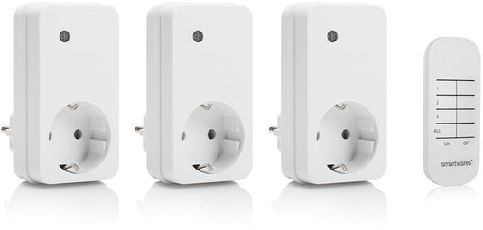 Smartwares sh4-99573 schakelaar set – 4-delig – plug connect – 3 draadloze stekkers met afstandsbediening - alleen geschikt voor nederland