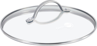 Greenpan universele glazen deksel 28cm - transparant - verhard glas - rvs