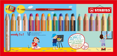 Stabilo woody 3 in 1 - multitalent potlood - etui met 18 kleuren + puntenslijper