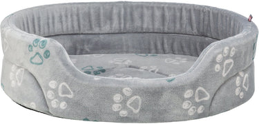 Trixie hondenmand - ovaal lichtgrijs pluche - 45x35 cm met wendbaar kussen en slipvaste onderzijde
