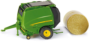 Siku 2465, john deere 990 balenpers, 1:32, metaal kunststof, groen, zijkanten en laadklep kunnen open