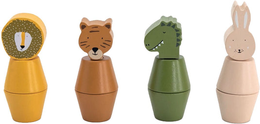 Trixie houten schroefdieren - met 4 dierenpopjes - 100% fsc hout - stimuleert motoriek coördinatie - voor jongens en meisjes