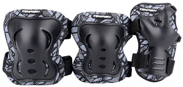 Tempish skate beschermset volwassenen - knie elleboog pols - zwart - maat s