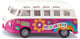 Siku 2364, vw t1 bus samba, 1:50, metaal kunststof, rood wit, openslaande deuren, trekhaak