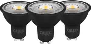 Calex led lamp - 3 stuks - 3x gu10 spot - inbouwspots - dimbaar - zwart - warm wit licht - 5w