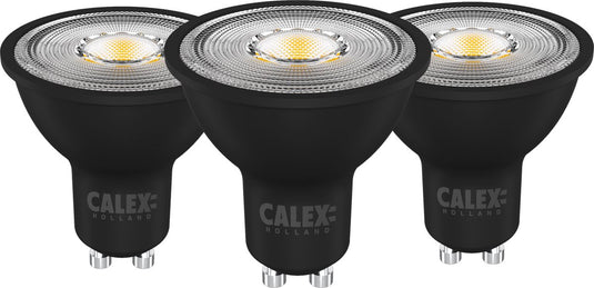 Calex led lamp - 3 stuks - 3x gu10 spot - inbouwspots - dimbaar - zwart - warm wit licht - 5w