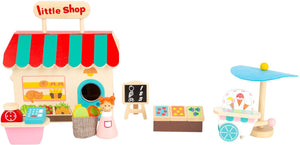 Small foot - houten meeneem speelwinkel poppenhuis, 15dlg.