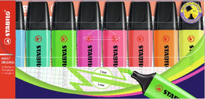 Abi tekstmarker stlo boss original kleurenassortiment schuine punt 8 stuks