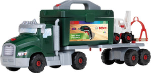 Klein toys bosch ixolino ii gereedschapswagen-set - 86 onderdelen - incl. accu-schroevendraaier, gereedschapskist, aanhanger, kraan en heftruck - groen