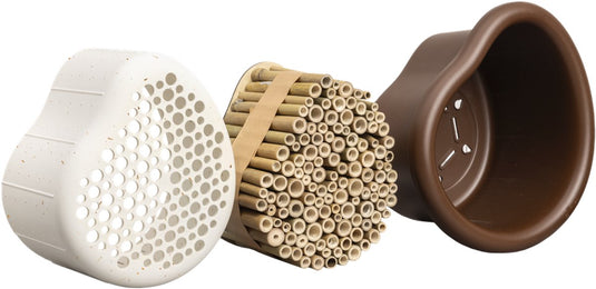 Elho organic bee hotel 25cm - bijenhotel - organisch design - 100% gerecycled plastic - l27.4 x b16.8 x h25.4 cm - kastanje bruin