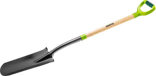 Verto draineerspade, sleuven spade, houten steel, d-greep
