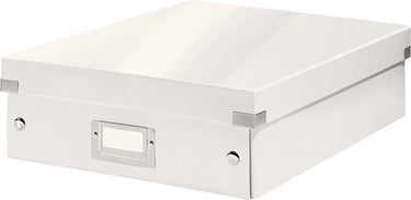 Leitz wow click store middelgrote opbergdoos - 85% gerecycled karton - ruimtebesparende sorteerdoos met vakjes - 28.1 x 10 x 37 cm (bxhxd) - wit