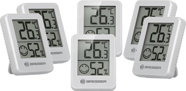 Bresser thermo- en hygrometer - set van 6 - wit - temperatuur en luchtvochtigheid