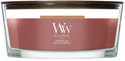 Woodwick heartwick flame ellipse geurkaars - cinnamon chai - 50 branduren