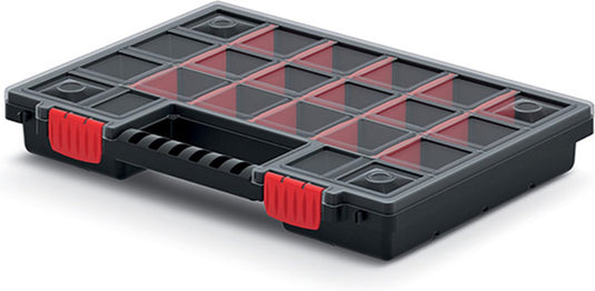 Kistenberg sorteerbox vakjes koffer - spijkers schroeven kleine spullen - 20 vaks - kunststof - zwart - 34 x 25 x 5 cm