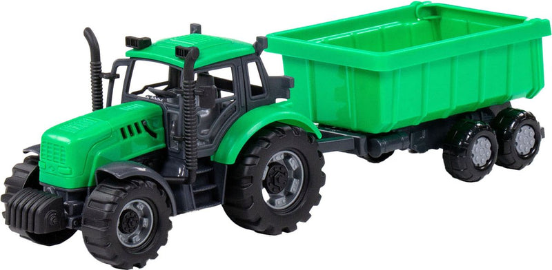 Afbeelding laden in galerijviewer, Cavallino tractor met kiepwagen aanhangwagen groen, schaal 1:32
