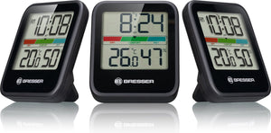 Bresser weerstation - climate monitor thermo- hygrometer dcf - set van 3 - zwart