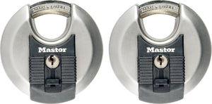 Masterlock hangslot - rvs discusslot - weersbestendig - 70 mm - 2 stuks - m40eurt