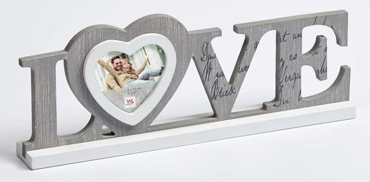 Walther love - houten portretlijst - fotoformaat 8x 7,7 cm - grijs wit