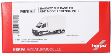 Herpa mercedes benz sprinter '18 (bakwagen), wit (minikit)