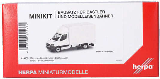 Herpa mercedes benz sprinter '18 (bakwagen), wit (minikit)