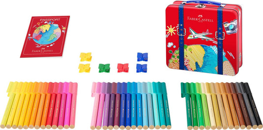 Faber-castell viltstiften - connector - cadeauset - 46 stuks in reiskoffer - fc-155535