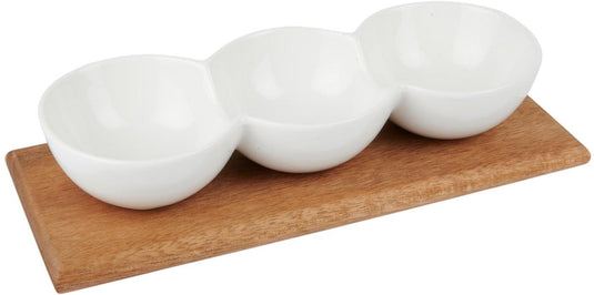 Alpina borrelplank met vakken - tapasplank met kommetjes - serveerplank 25x10 cm - hout