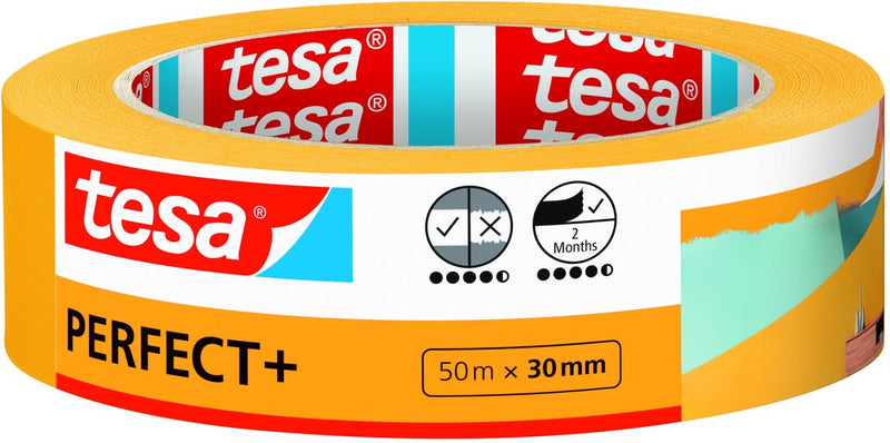 Afbeelding laden in galerijviewer, Tesa perfect+ - maskeringstape - 50m x 30mm - precisie verfwerk - washipapier
