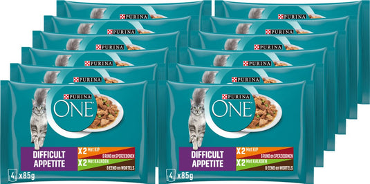 Purina one purina® one® difficult appetite - kattenvoer natvoer - kip - 48 x 85 g