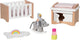 Goki poppenhuismeubeltjes: design kinderkamer, 12-delig, 10,2x6x5,5cm (bed), beukenhout en stof, 3+