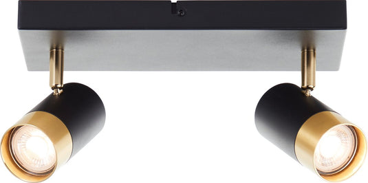 Brilliant vigolo - plafondspot - gu10 2x5w - 3000k - zwart goud