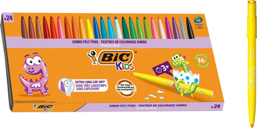 Bic kids visacolor xl kleurstiften met brede punt - verschillende kleuren, doos van 24 stuks
